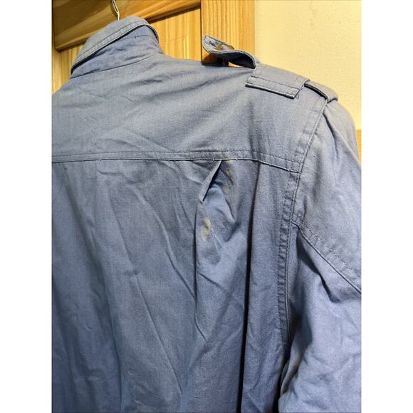 Nordstrom Women’s M VTG Jacket Point Of View Blue Bomber Safari Canvas LS Pocket - Picture 10 of 11